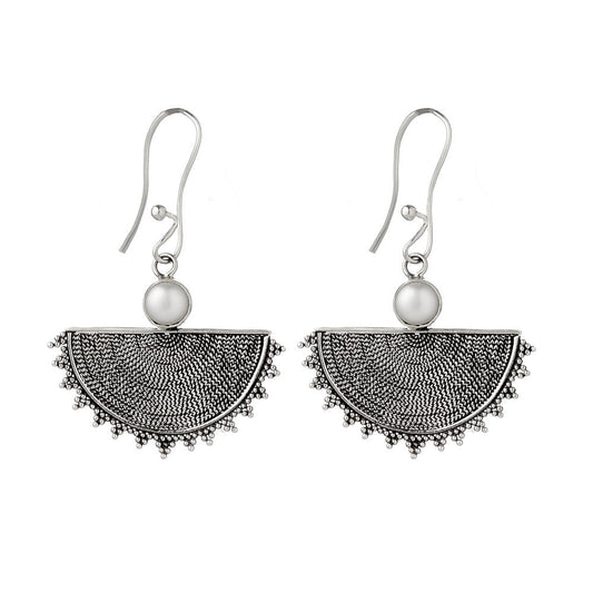 Aztec Detail Sterling Silver with Freshwater Pearl Earrings - Premium Earrings at Bling Box - Just $68 Shop now at Bling Box Earrings, Trove
