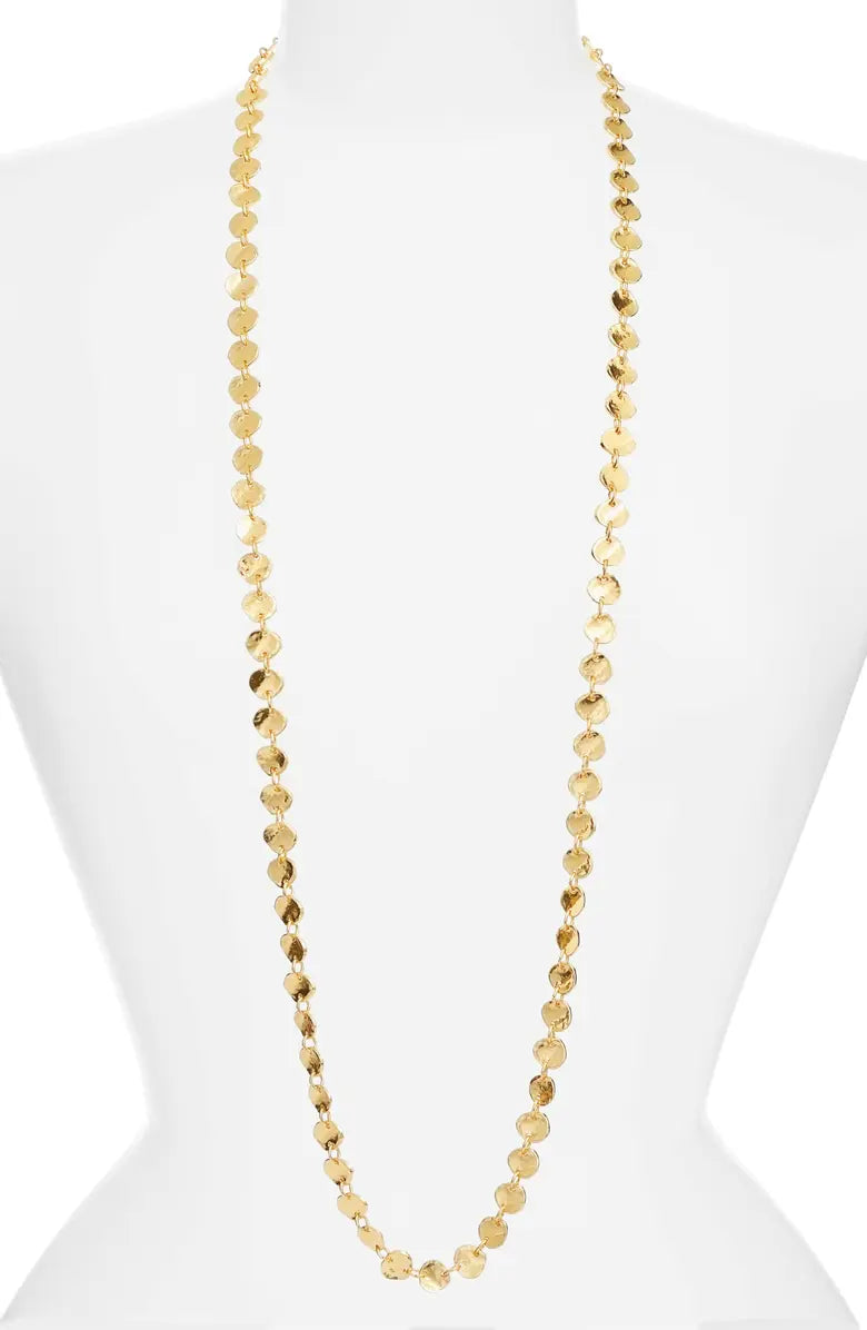 Medallion Disc Long Chain Necklace - 24k Gold plated by Karine Sultan - Premium Necklaces at Bling Box - Just $119 Shop now at Bling Box Everyday, Karine Sultan, Necklaces, Statement