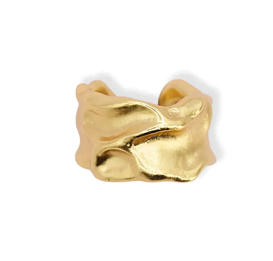 Crumpled Foil Adjustable Ring - 24k Gold plated by Karine Sultan - Premium Rings at Bling Box - Just $45 Shop now at Bling Box Everyday, Karine Sultan, Rings, Statement