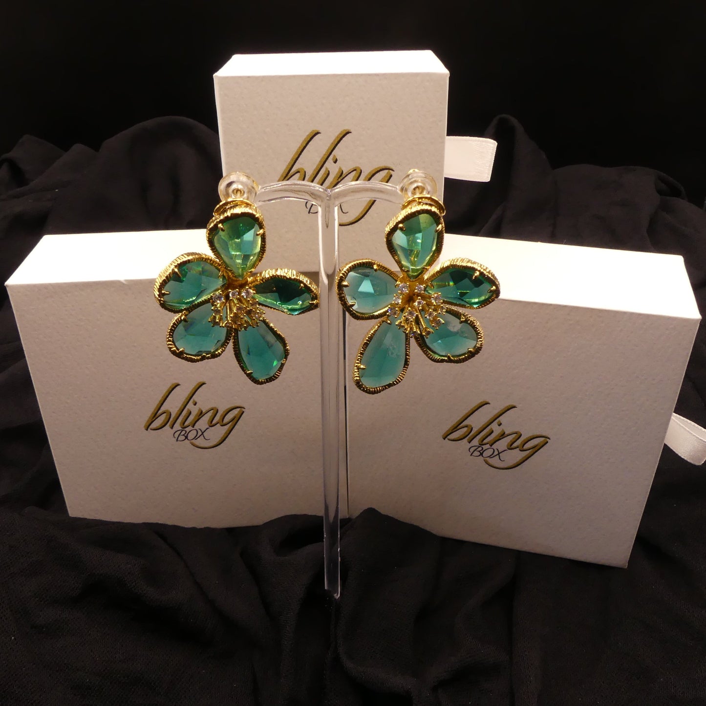 Kolab Green Earrings by Eye Candy Los Angeles - Premium Earrings at Bling Box - Just $108 Shop now at Bling Box Bling, Earrings, Eye Candy Los Angeles, Statement