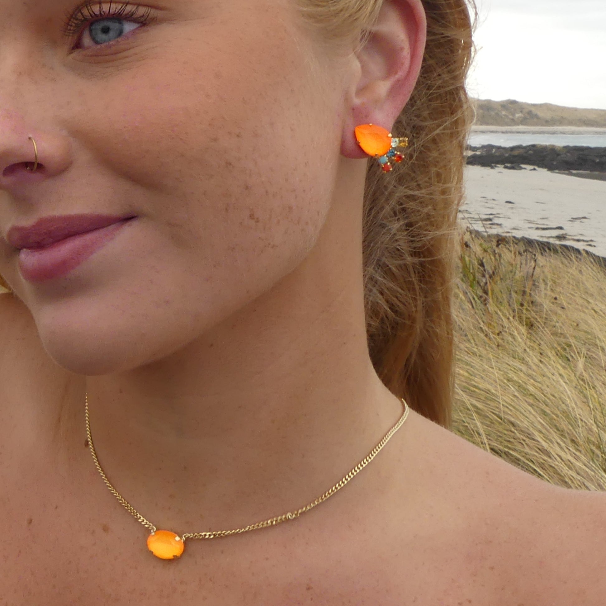 Iza Necklace - Electric Orange by TOVA - Premium Necklaces at Bling Box - Just $60 Shop now at Bling Box Necklaces, Statement, TOVA