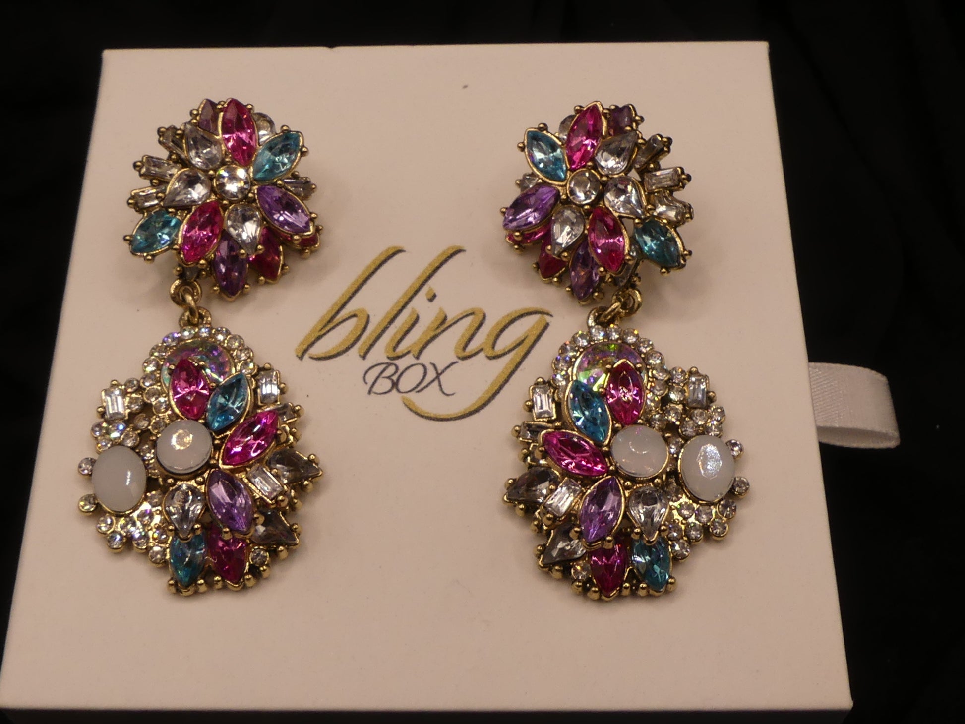 Art Gala Hot Pink and Blue Earrings by Eye Candy Los Angeles - Premium Earrings at Bling Box - Just $65 Shop now at Bling Box Bling, Earrings, Eye Candy Los Angeles, Featured, Statement