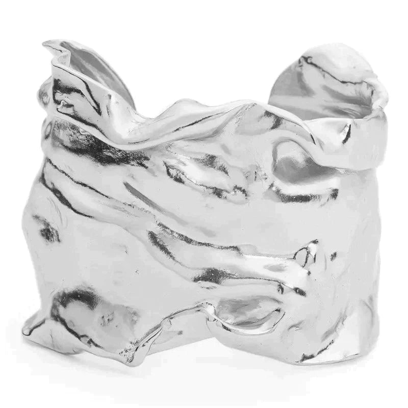 Crumpled Foil Adjustable Cuff Bracelet - Sterling Silver plated by Karine Sultan - Premium Bracelets at Bling Box - Just $120 Shop now at Bling Box Bracelets, Karine Sultan, Statement